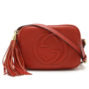 Gucci Soho Disco Tassel Shoulder Bag Pochette Red Leather